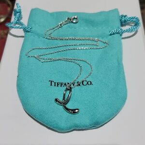 Tiffany & Co. Peretti Script Initial E Charm Necklace Pendant